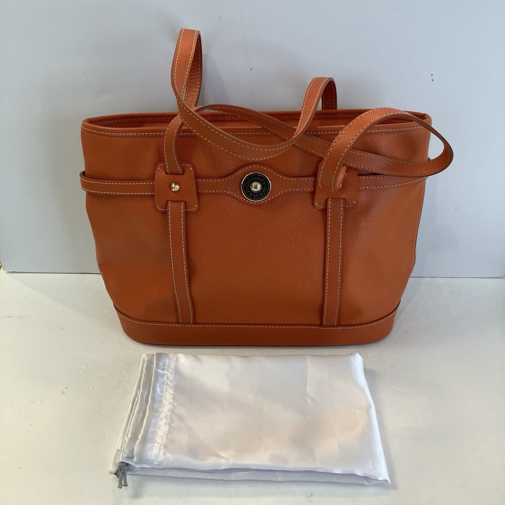 Dooney & Bourke Orange‎ Pebbled Leather Medium Tote Handbag + Matching Key Ring